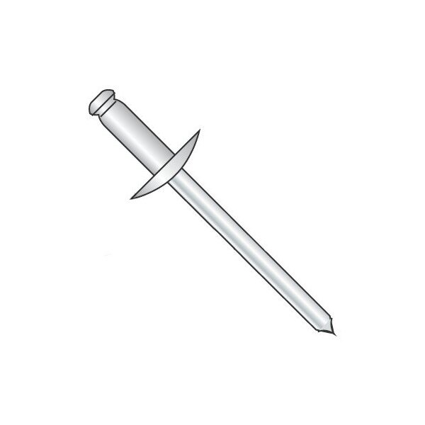 Newport Fasteners Blind Rivet, Large Flanged Head, 1/8 in Dia., 0.40 in L, Stainless Steel Body, 10000 PK 112821 - main